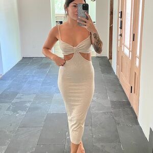 Cut out cream midi dress